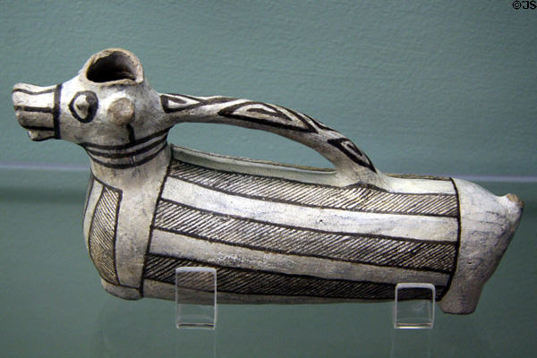 Unusual Pueblo pottery in animal form at Mesa Verde Museum. CO.