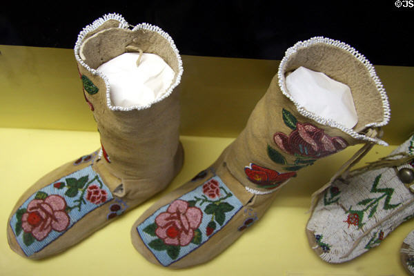 Native beaded boots with flowers at Mesa Verde Museum. CO.