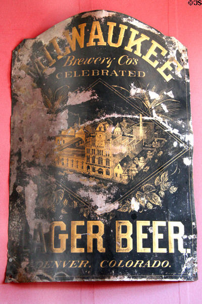 Milwaukee Lager Beer of Denver sign in Rache's Place Saloon at South Park City. Fairplay, CO.