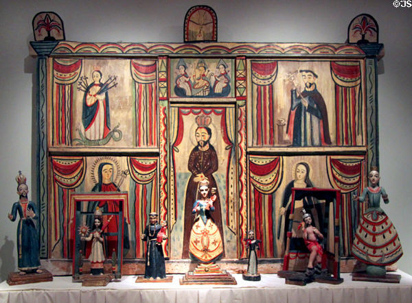 Talpa Family Chapel (1838) Santos art altar screen & saints by José Rafael Aragón at Colorado Springs Fine Arts Center. Colorado Springs, CO.
