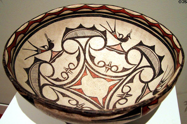 Zuni polychrome pottery bowl (1880-1900) at Colorado Springs Fine Arts Center. Colorado Springs, CO.
