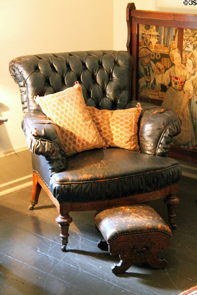 Leather arm chair at McAllister House Museum. Colorado Springs, CO.