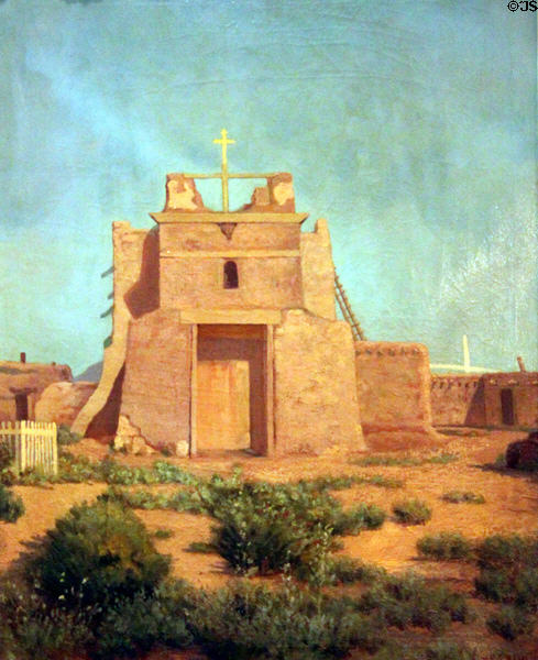 San Miguel Church painting (c1883) by Charles Craig at Colorado Springs Pioneers Museum. Colorado Springs, CO.