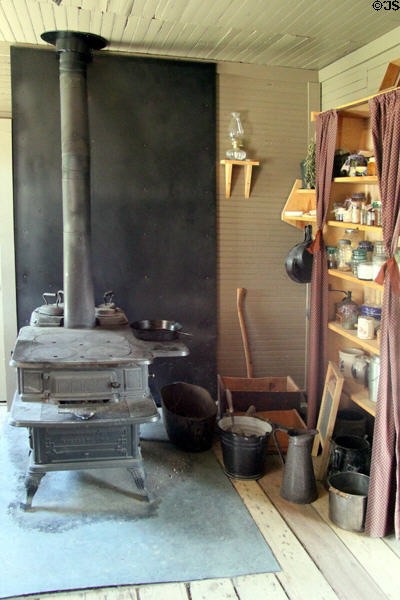 Kitchen with cast iron stove from Portland, ME in Chambers Home at Rock Ledge Ranch Historic Site. Colorado Springs, CO.