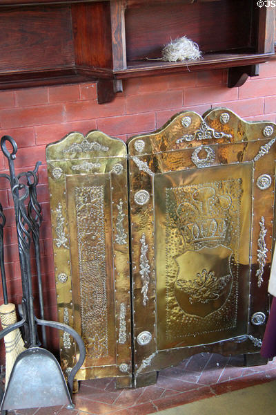 Copper fire screen at Orchard House at Rock Ledge Ranch Historic Site. Colorado Springs, CO.