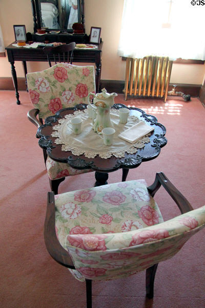 Tea table & chairs at Orchard House at Rock Ledge Ranch Historic Site. Colorado Springs, CO.