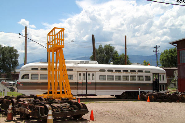 Streetcar in colors of Colorado Springs & Manitou Traction Co. at Pikes Peak Historical Railway Foundation. Colorado Springs, CO.