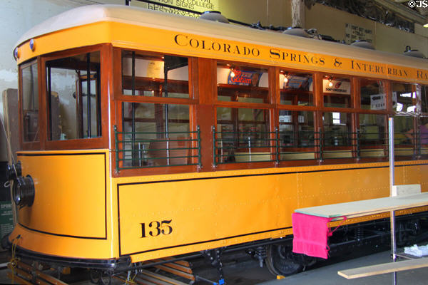 Colorado Springs & Interurban Railway car at Pikes Peak Historical Railway Foundation. Colorado Springs, CO.