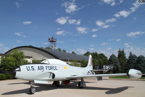 Lockheed T-33A Shooting Star jet trainer (1948) at Peterson Air & Space Museum. Colorado Springs, CO.