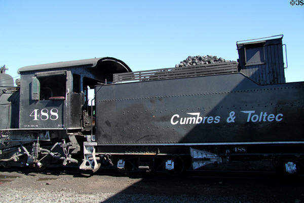 Cumbres & Toltec steam locomotive #488 cab & tender. Antonito, CO.