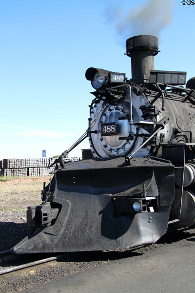 Cumbres & Toltec steam locomotive #488 cow catcher. Antonito, CO.