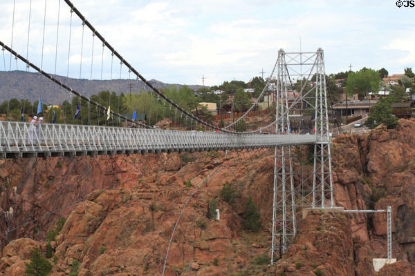 Towers & suspension cables of Royal Gorge Bridge. CO.