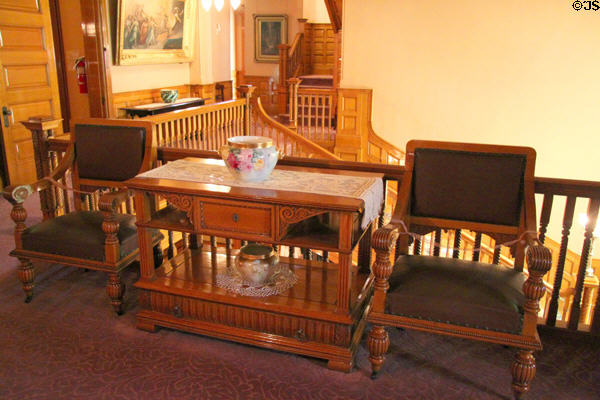 Hall table & armchairs at Rosemount House Museum. Pueblo, CO.