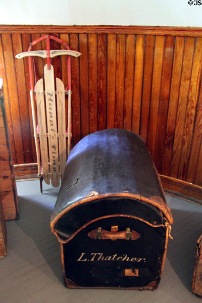 Sled & trunk at Rosemount House Museum. Pueblo, CO.