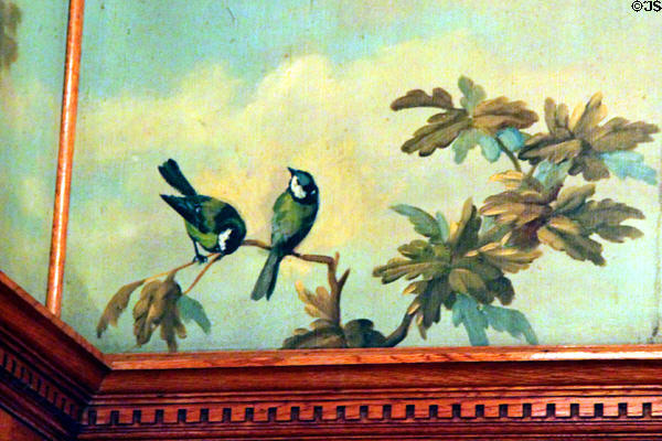 Birds on painted frieze around dining room at Rosemount House Museum. Pueblo, CO.