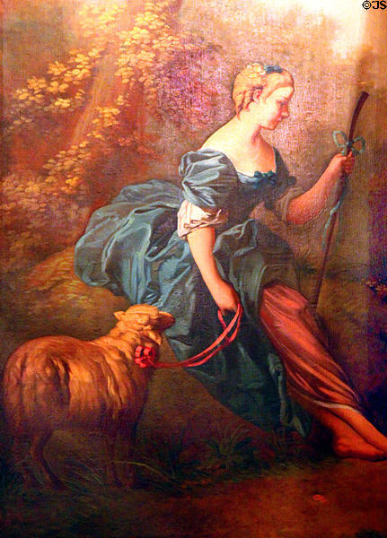 Woman with sheep scene painted at Rosemount House Museum. Pueblo, CO.