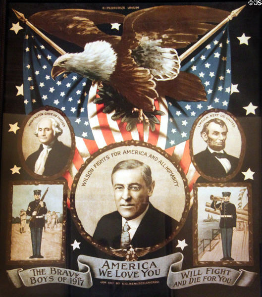 Woodrow Wilson on poster (1917) for Brave Boys of World War I at Pueblo Union Depot Museum. Pueblo, CO.