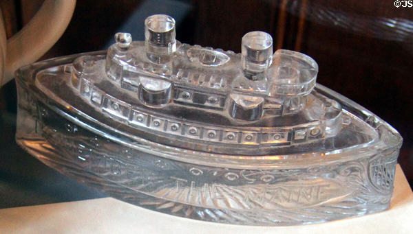 Battleship Maine pressed glass model at Pueblo Union Depot Museum. Pueblo, CO.
