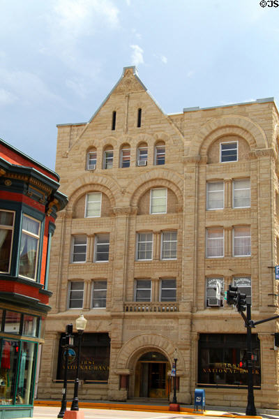 First National Bank building (1892) (100 E. Main St.). Trinidad, CO. Style: Romanesque Revival. Architect: Isaac Hamilton Rapp & William M. Rapp.