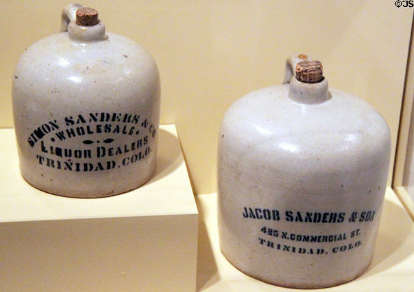 Stoneware jugs from Trinidad, Colo. at Santa Fe Trail Museum. Trinidad, CO.