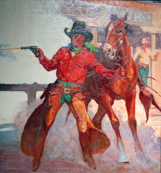 Cowboy illustration for magazine cover by Arthur Roy Mitchell at A.R. Mitchell Museum of Western Art. Trinidad, CO.