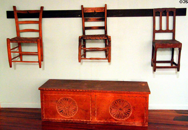 Chairs & wooden chest at A.R. Mitchell Museum of Western Art. Trinidad, CO.