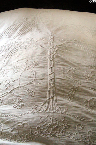 Embossed bedspread at Hyland House. Guilford, CT.