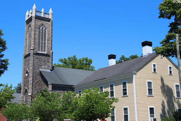 Christ Episcopal Church (1838) (17 Park St.) & Jared Redfield House (1792) (11 Park St.). Guilford, CT.