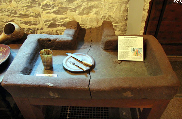 Stone sink at Henry Whitfield State Museum. Guilford, CT.