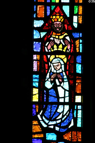 Stained glass scene with king in St. Joseph Cathedral. Hartford, CT.