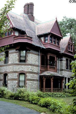 Mark Twain House where Samuel Clemens (1835-1910) wrote several novels under his Mark Twain pen name. Hartford, CT.