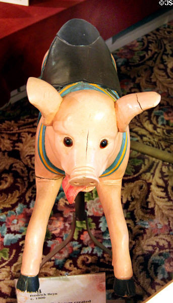 Pink pig (c1900) by Fredrick Heyn from German carousel at New England Carousel Museum. Bristol, CT.