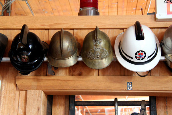 Fire helmets at Museum of Fire History. Bristol, CT.