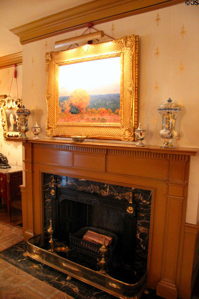 Drawing room fireplace with Monet painting at Hill-Stead Museum. Farmington, CT.