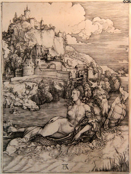 The Rape of Anemone or The Sea Monster engraving (c1498) by Albrecht Dürer at Hill-Stead Museum. Farmington, CT.