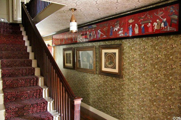 Hallway with Chinese embroidered scroll (1901) at Butler-McCook House Museum. Hartford, CT.
