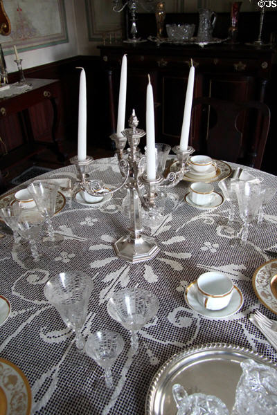 Dining room table setting at Isham-Terry House Museum. Hartford, CT.