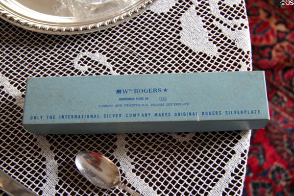 Antique Wm Rogers silver company box at Isham-Terry House Museum. Hartford, CT.
