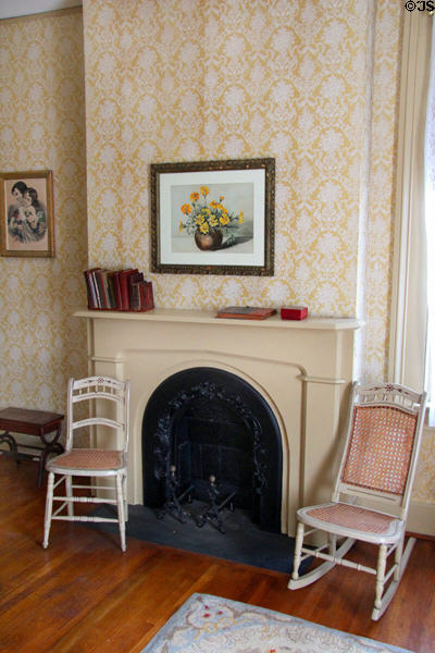 Guest bedroom fireplace at Isham-Terry House Museum. Hartford, CT.