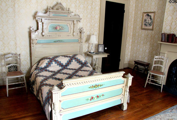 Guest bedroom painted bedstead at Isham-Terry House Museum. Hartford, CT.