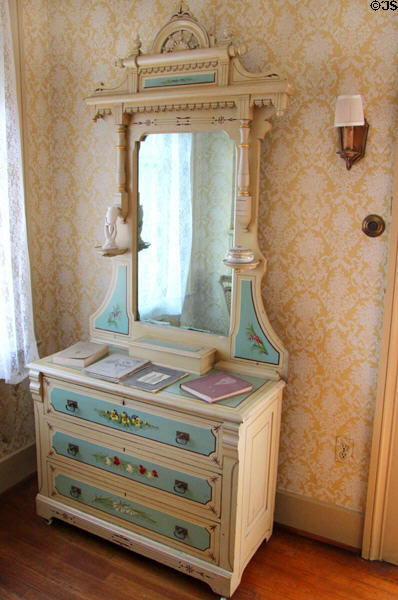 Guest bedroom painted dresser at Isham-Terry House Museum. Hartford, CT.