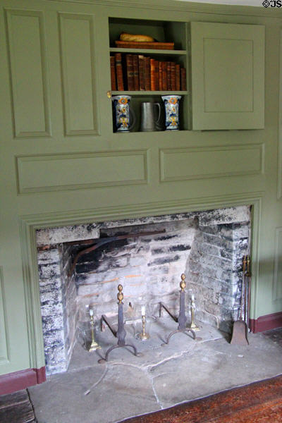 Library fireplace at Nathan Hale Homestead Museum. Coventry, CT.