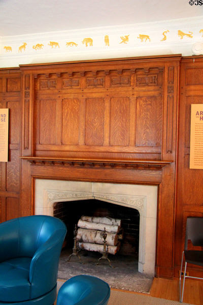 Parlor fireplace of Veeder House under frieze of animals, now home of Connecticut Historical Society. Hartford, CT.