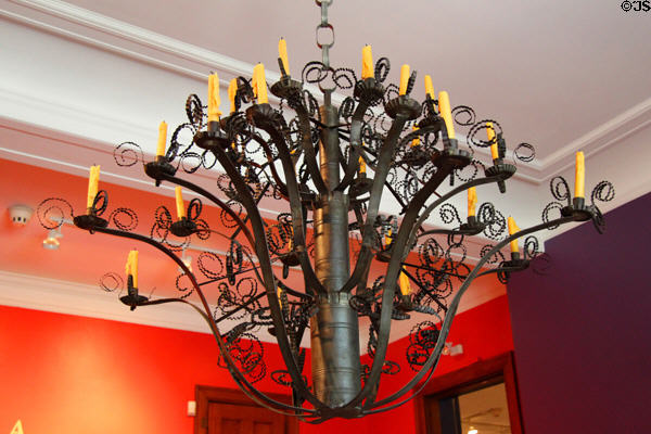 Tin chandelier (c1792) from St. Matthew's Episcopal Church in East Plymouth, CT at Connecticut Historical Society. Hartford, CT.