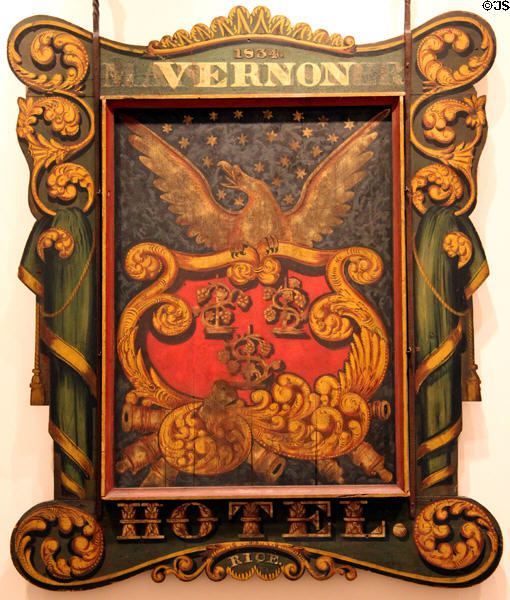 Vernon Hotel sign (1834) by William Rice at Connecticut Historical Society. Hartford, CT.