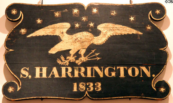 S. Harrington sign with American Eagle (1833) at Connecticut Historical Society. Hartford, CT.