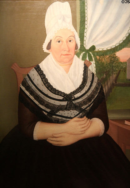 Portrait of Mrs. James (Lucy Gallup) Eldredge (1795) by John Brewster, Jr. of Brooklyn at Connecticut Historical Society. Hartford, CT.