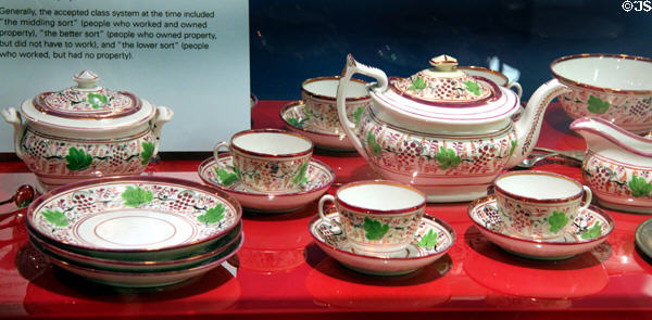 Green tea service (1820-40) by Staffordshire of England at Connecticut Historical Society. Hartford, CT.