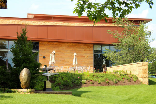 Sculptures surround building of New Britain Museum of American Art. New Britain, CT.