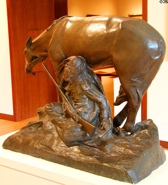 Pioneer in a Storm sculpture (1904, cast 1970s) by Solon H. Borglum at New Britain Museum of American Art. New Britain, CT.